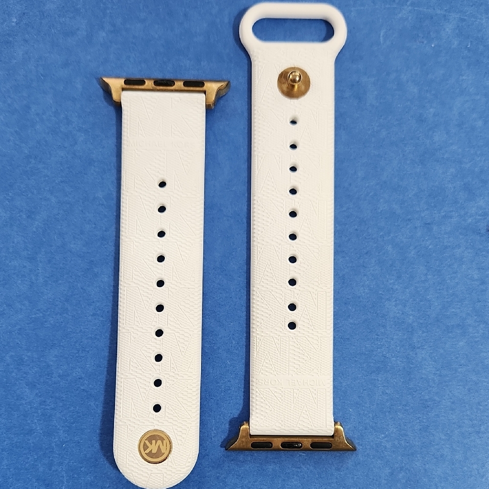 Michael Kors Cream Rubber Watch Strap with Gold Details